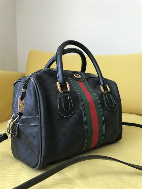 black leather gucci boston bag|Gucci Boston bag vintage.